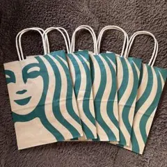 Starbucks 【5枚セット】スターバックスのロゴ入りミニ紙袋 中サイズ