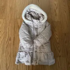 美品 petit main ベージュ中綿コート フリル付き 110cm