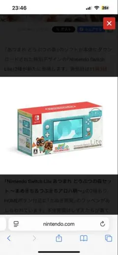 Nintendo Switch Lite どうぶつの森デザイン ターコイズ