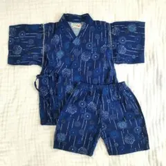 青色花火柄コットン甚平 110cm くろわっさんすべべ