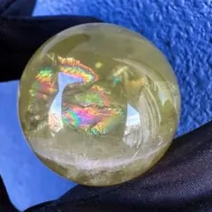 【金運·商売❗️ 】シトリン黄水晶 丸玉レインボー☆パワーストーン天然石A1359