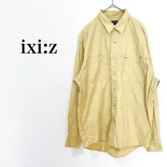 イクシーズ【LL】コットンシャツ 長袖 ラウンドヘム バックロング 黄