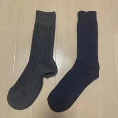 ケーブル編みとリブ編みのソックスセット25-27cm