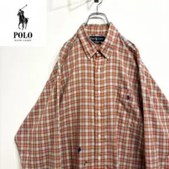 超人気❗️ラルフローレン　ワンポイントロゴシャツ　XL 90s刺繍古着希少レア長袖