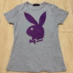 PLAYBOY 半袖 Tシャツ グレー ラメロゴ ぴちTのサムネイル