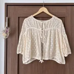 Samansa Mos2 前後着メッシュブラウス　キナリ