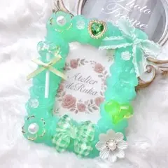 トレカケース　ホイップデコ　B8 リボン　ハート　アメ　花　緑　グリーン