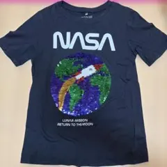 H&M NASA スパンコールTシャツ 半袖 ロケット柄 140センチ 美品