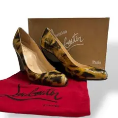 美品　Christian Louboutin ヒョウ柄　エナメル　ウェッジソール