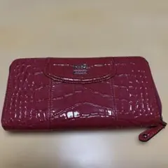 COACH コーチ クロコ型押し ラウンドファスナー 二つ折り財布 - メルカリ