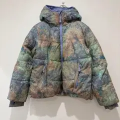 アウター 中綿ジャケット フード 総柄 キッズ S 紫 緑 橙 ポリエステル