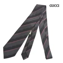 【良品】GUCCI グッチ ストライプ ネクタイ GG柄 ロゴ
