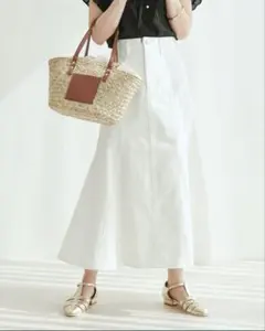 vis-'a-vis デニムマーメイドスカート　白　L