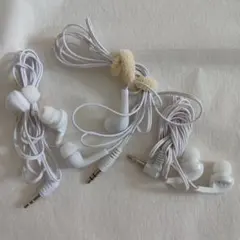 ホワイト 有線イヤホン 3セット 3.5mmジャック