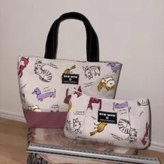 桃色わんこ♡サテンキルティングポーチ - メルカリ