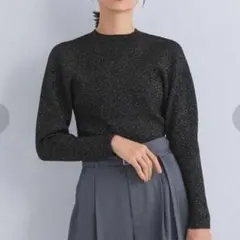 グリーンレーベルリラクシング　ニット ラメブークレカウルスリーブプルオーバー