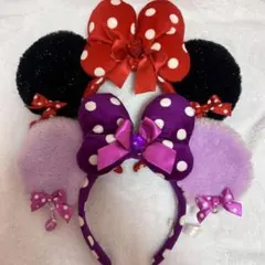 ディズニーカチューシャ赤紫セット