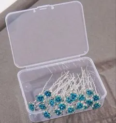 ヘアピン5本　ウェディングアクセサリー　 入学式　卒業式　水色の小花デザイン