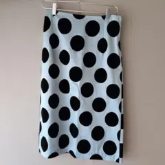 水色×黒 ドット柄 タイトスカートのサムネイル