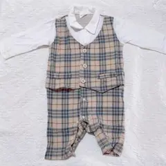 チェック柄 セレモニースーツ 80 ベビー ロンパース