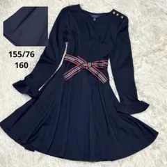 美品★ポロラルフローレン　ワンピース　リボン　金ボタン　フレア　ポニーロゴ