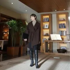 L'Or レギュラーヘムケープコート ダークブラウン - メルカリ
