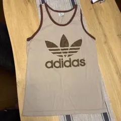 s*k様 adidas トレフォイル タンクトップ ベージュ ブラウン L ビンのサムネイル