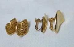 ゴールドトーン ハート型 流線型 イヤリング