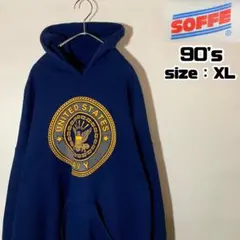 90s SOFFE NAVY 米軍 海軍 ミリタリー パーカー エンブレム XLのサムネイル