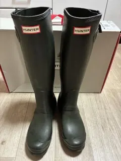HUNTER ダークグリーン色ロングブーツ