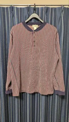 90s usa製 L.L.Bean ボーダーロンT　ヘンリーネック