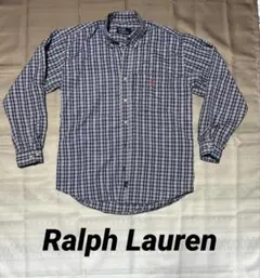 ラルフローレン Mサイズシャツ 薄手で軽い ボタンダウン 赤ロゴ刺繍