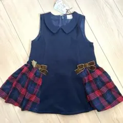 新品‼️ネイビー ジャンバースカート リボン付き