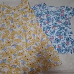 USED UNIQLO花柄ワンピースとTシャツセット　130cm