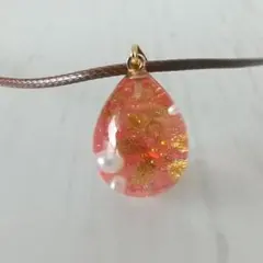 No.2449 花 たまご型 ネックレス ハンドメイド レジン