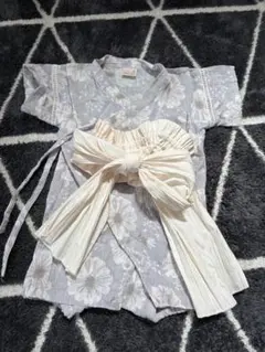 petit main 花柄甚平 ブルーグレー 70