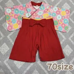 ベビー 袴ロンパース 花柄 70サイズ