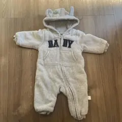 グレー フード付きロンパース 80
