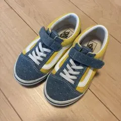 VANS ベルト付きスニーカー イエロー×デニムドット 19cm