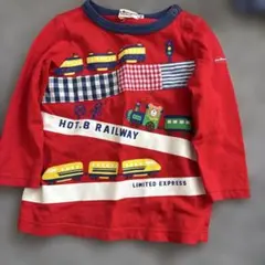 ミキハウス 電車柄 長袖Tシャツ 80 ホットビスケッツ　くま