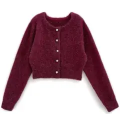 GRL ラメシャギーニットカーディガン　レッド　mh30