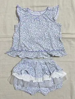 ミキハウス mikiHouse 花柄フリルベビー服　フリー（70-80)サイズ