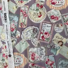 【レア】キルトゲイト　ルルブーケ　フラワーラベル柄　ハンドメイド生地　A