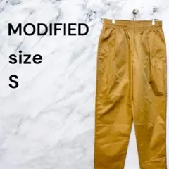 【良品】MODIFIED ブラウン スラックス ウエストゴム 2タック【S】