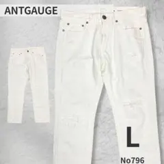 ANTGAUGE アントゲージ ストレート ホワイト デニム ロゴ ダメージ Lのサムネイル