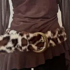 vintage grunge y2k reopard fur belt