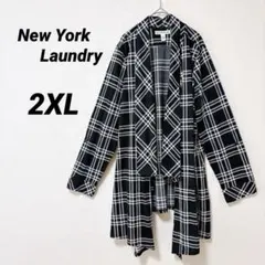 New York Laundry 【2XL】ロングカーディガン チェック柄羽織り