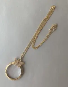 ペンダントルーペ　蝶　ゴールド色　70cm ヴィンテージ