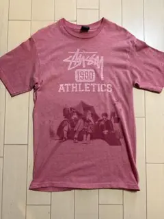 【希少デザイン】 Stussy 1980 ATHLETICS Tシャツ Mピンク