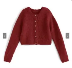 ウール混モヘヤタッチショート丈ニットカーディガン an1232 GRL グレイル